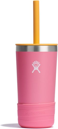 Hydro Flask Kids 12 Oz Tumbler with Lid and Straw for School - Insulated Stainless Steel in Dahlia Pink