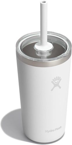 Hydro Flask All Around Tumbler Clear Straw Lid. Insulated Travel Mug. Insulated Coffee Cup 20 Oz White