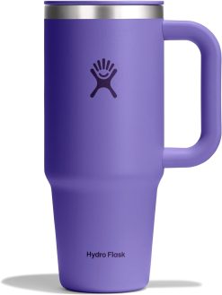 Hydro Flask Coffee Travel Tumbler Mug ?C Insulated Stainless Steel. Leak Proof Hot & Iced Coffee Cup 24 Oz Utopia Purple