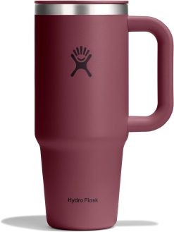 Hydro Flask Coffee Travel Tumbler Mug ?C Insulated Stainless Steel. Leak Proof Hot & Iced Coffee Cup 24 Oz Burgundy
