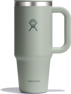 Hydro Flask Coffee Travel Tumbler Mug ?C Insulated Stainless Steel. Leak Resistant Hot & Iced Coffee Cup 24 Oz Agave Green