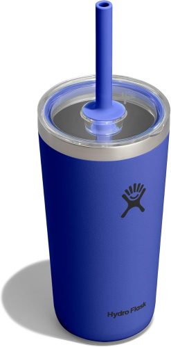 Hydro Flask All Around Tumbler Clear Straw Lid. Insulated Travel Mug. Insulated Coffee Cup 20 Oz Capri Blue