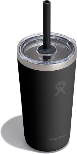 Hydro Flask All Around Tumbler Clear Straw Lid. Insulated Travel Mug. Insulated Coffee Cup 20 Oz Black