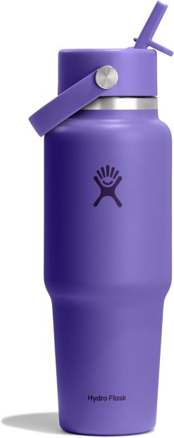 Hydro Flask Travel Water Bottle - Insulated Stainless Steel - Wide Straw Lid. Non Spill. Leakproof in 32 Oz Utopia Purple