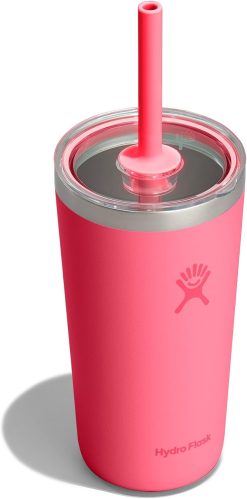 Hydro Flask All Around Tumbler Clear Straw Lid. Insulated Travel Mug. Insulated Coffee Cup 20 Oz Popstar Pink