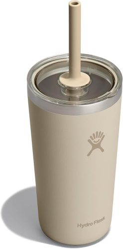 Hydro Flask All Around Tumbler Clear Straw Lid. Insulated Travel Mug. Insulated Coffee Cup 20 Oz Oat