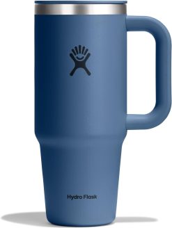 Hydro Flask Coffee Travel Tumbler Mug ?C Insulated Stainless Steel. Leak Resistant Hot & Iced Coffee Cup 24 Oz Harbor Blue